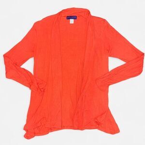 Coral Lightweight Flowy Open Jersey Knit Cardigan